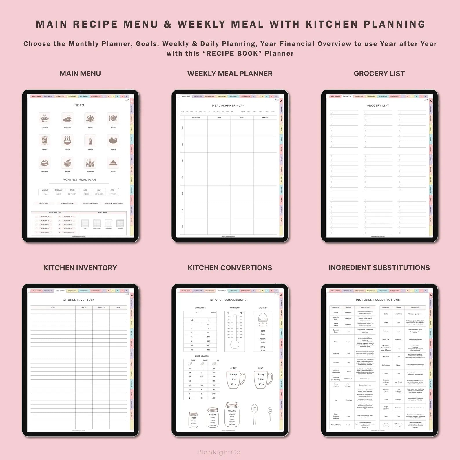 Digital Meal Planner with FREE Recipe Book and Recipe Journal