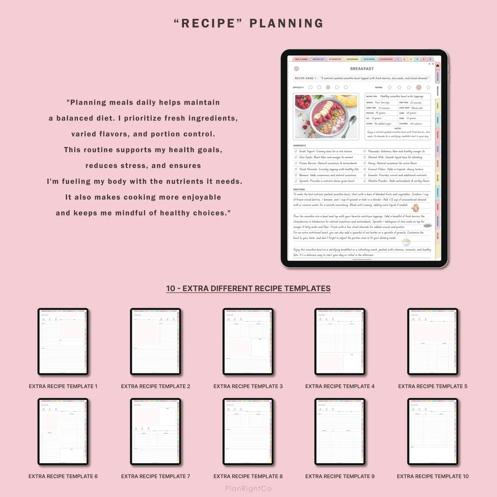 Digital Meal Planner with FREE Recipe Book and Recipe Journal