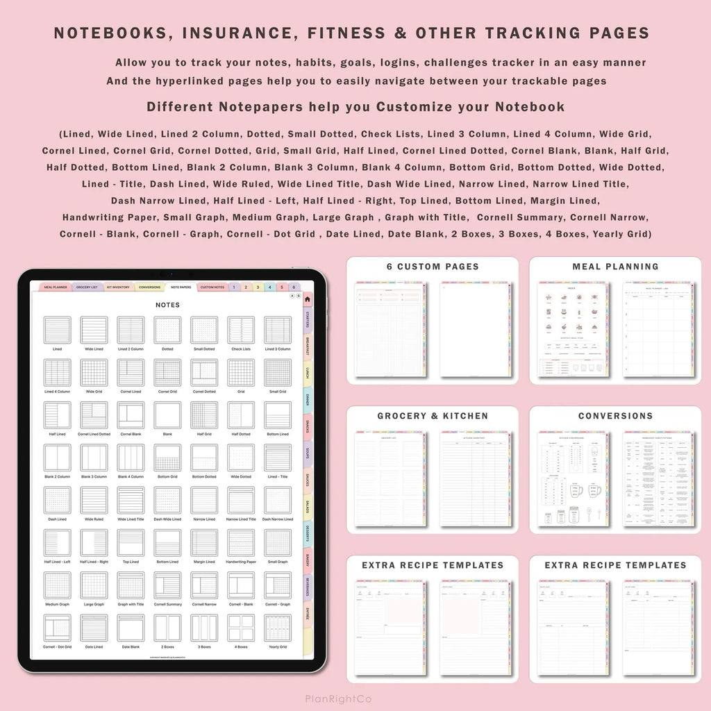 Digital Meal Planner with FREE Recipe Book and Recipe Journal