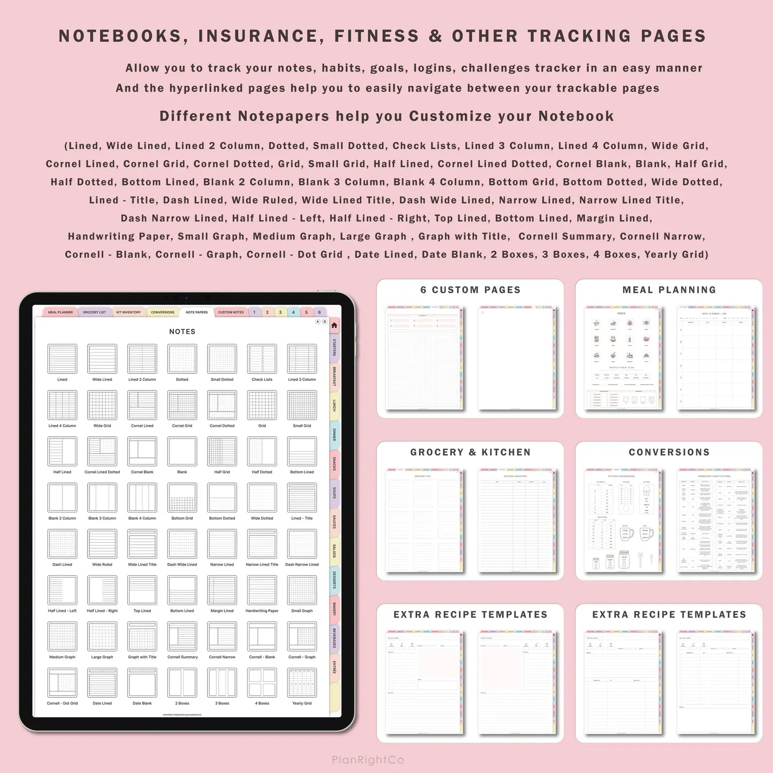Digital Meal Planner with FREE Recipe Book and Recipe Journal